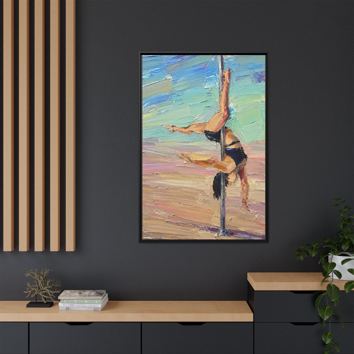 Pole Dancer Oil-Texture Matte Canvas Framed Print
