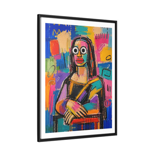 Colorful Pop Art Mona Lisa — Framed Matte Canvas Wall Art