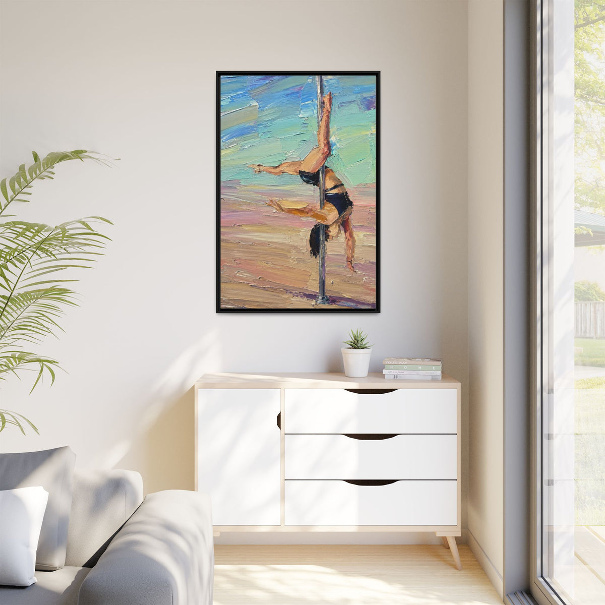 Pole Dancer Oil-Texture Matte Canvas Framed Print