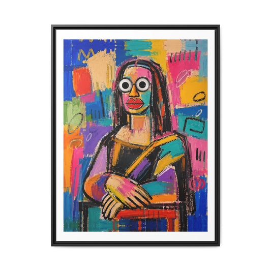 Colorful Pop Art Mona Lisa — Framed Matte Canvas Wall Art