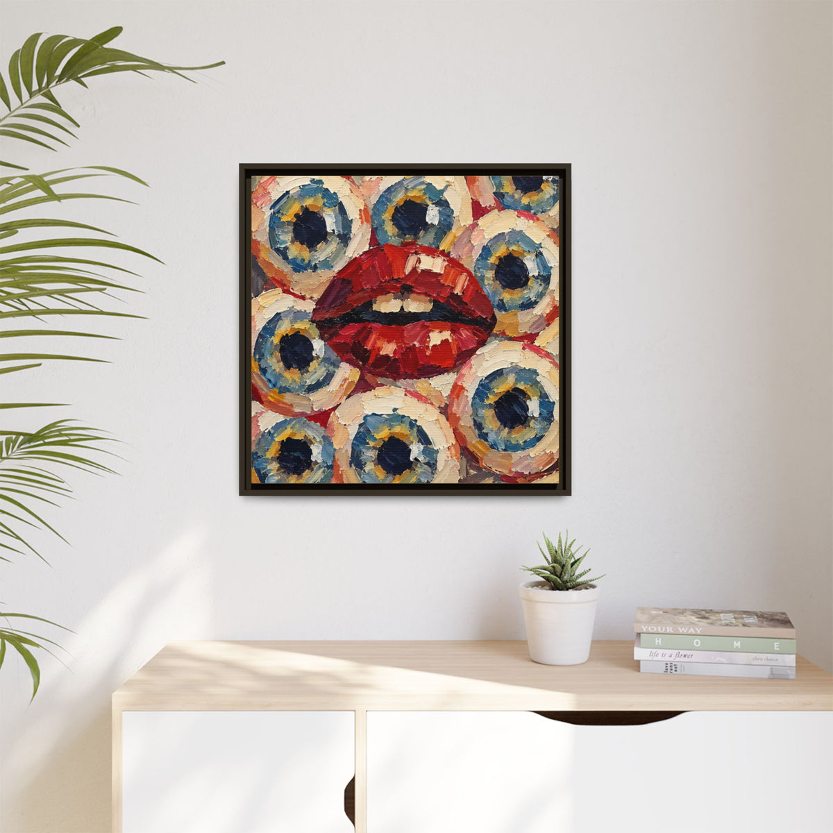Surreal Red Lips and Eyes Pop Art